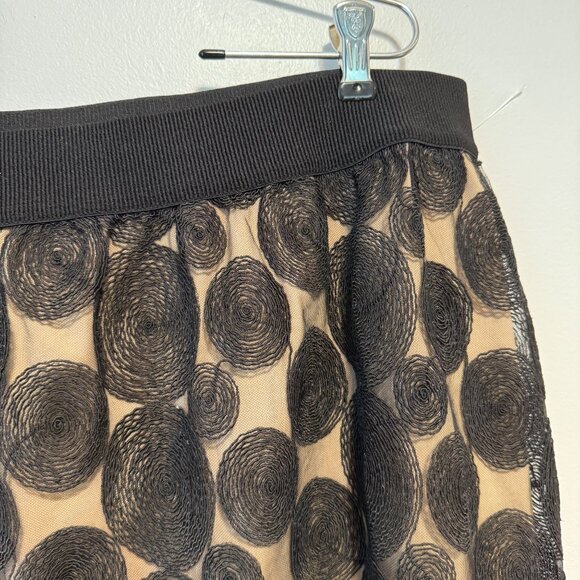 Lane Bryant Polka Dot Embroidered Skirt Size 22/24 Black & Beige Polyester - Picture 3 of 4